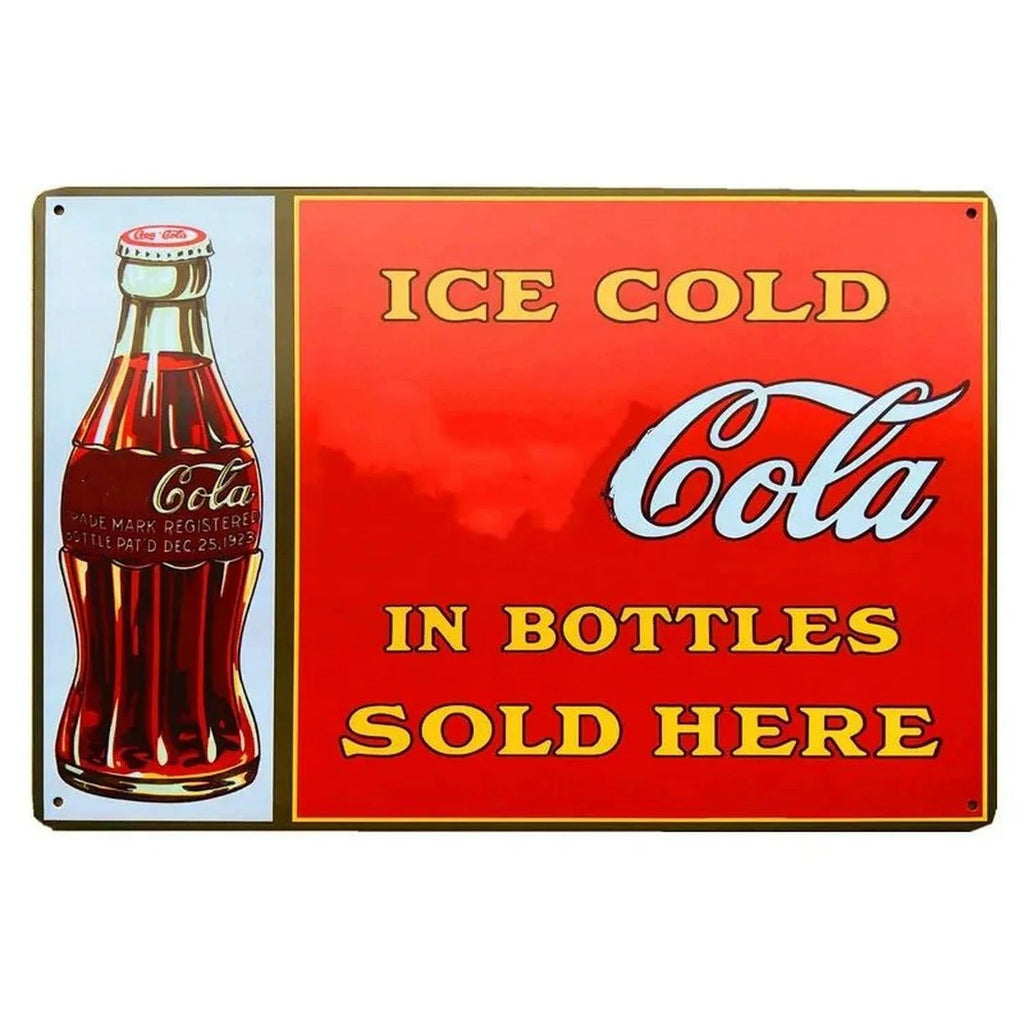 Ice Cold Served Here Metal Tin Signs Wall Art Posters Plate Wall Decor for Game Room Home Bars Man Cave Cafe Clubs Garage Retro - Grand Goldman