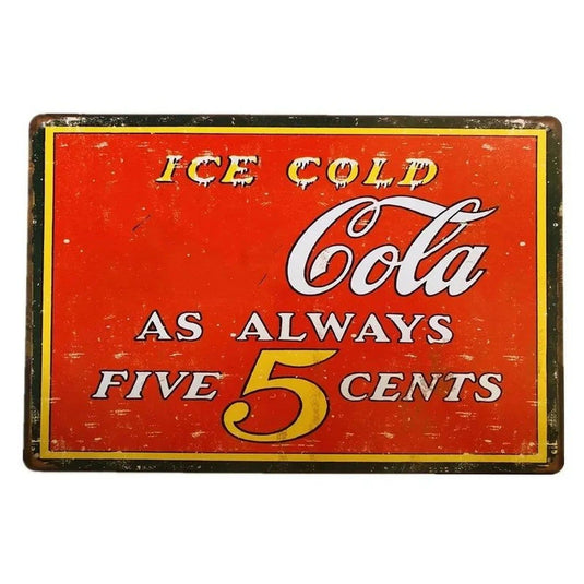 Ice Cold Served Here Metal Tin Signs Wall Art Posters Plate Wall Decor for Game Room Home Bars Man Cave Cafe Clubs Garage Retro - Grand Goldman