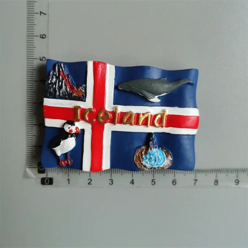 Iceland Tourism Souvenir Fridge Magnet  National Flag Landmark Fin Whale Painted Magnetic Refrigerator Sticker Home Decorative - Grand Goldman