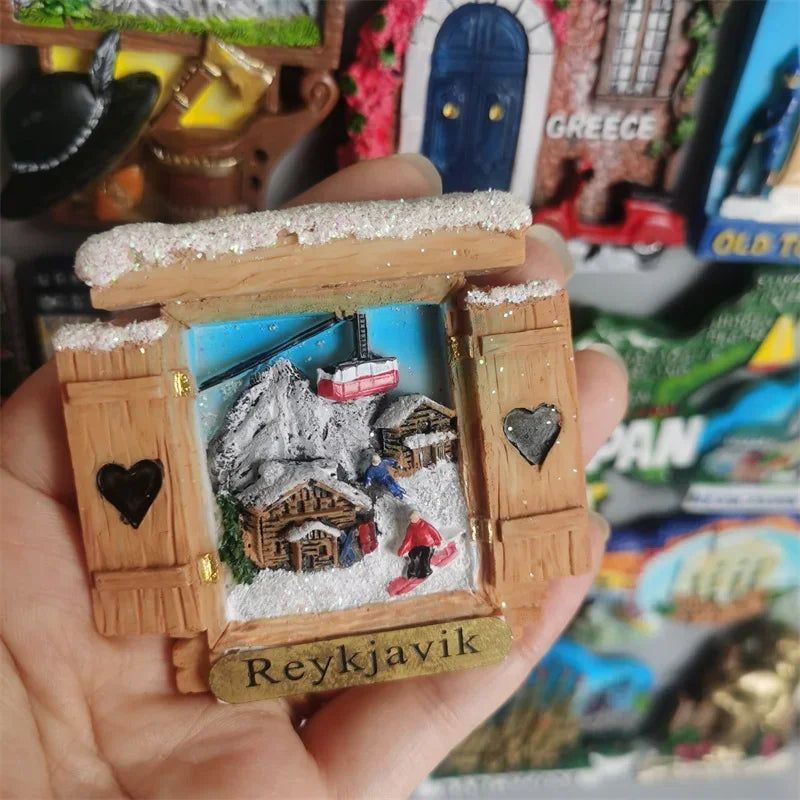 Iceland Tourism Souvenir Fridge Magnet  National Flag Landmark Fin Whale Painted Magnetic Refrigerator Sticker Home Decorative - Grand Goldman