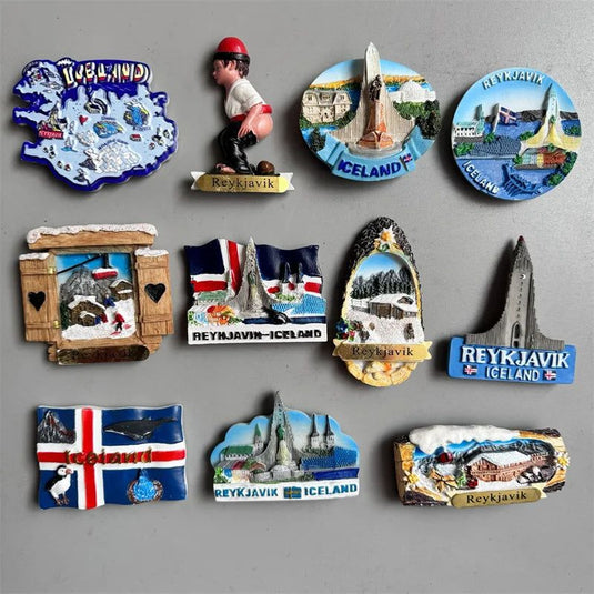 Iceland Tourism Souvenir Fridge Magnet  National Flag Landmark Fin Whale Painted Magnetic Refrigerator Sticker Home Decorative - Grand Goldman