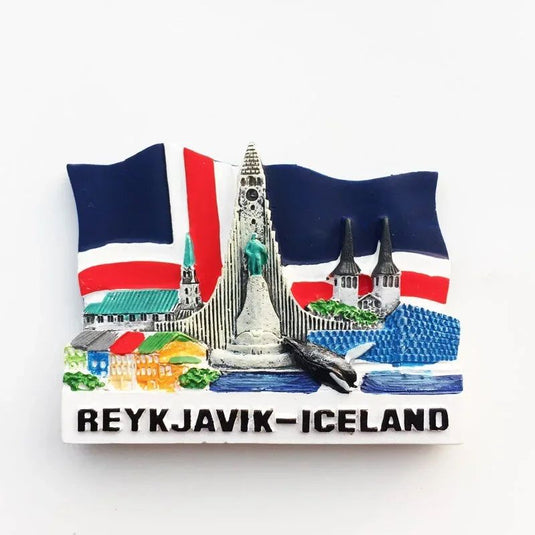 Iceland Tourism Souvenir Fridge Magnet  National Flag Landmark Fin Whale Painted Magnetic Refrigerator Sticker Home Decorative - Grand Goldman