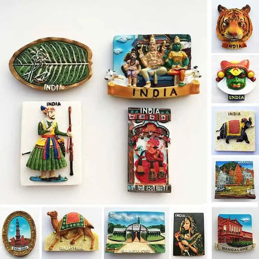 India Fridge Magnet Tourism Souvenir Rajasthan Bangalore 3D Resin Painted Crafts Magnets for Refrigerators Sticker Home Decor - Grand Goldman