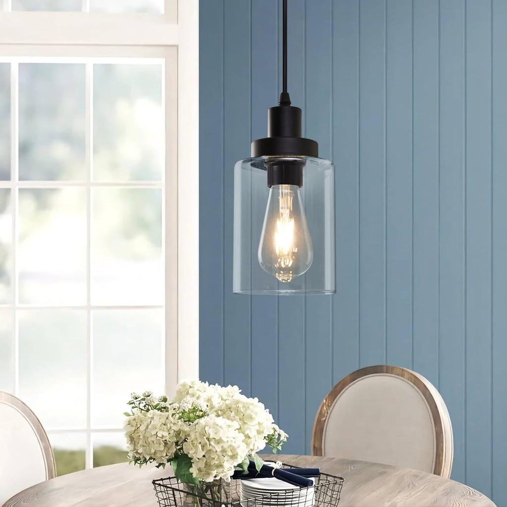 Industrial Pendant Lighting, Modern Clear Glass Shade Farmhouse Adjustable Hanging Light Fixtures for Kitchen Island Living Room Bedroom Hallway, 3-Pack - Grand Goldman