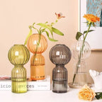 Ins Creative Glass Vase Striped Transparent Glass Vase Table Decorative Ornaments Hydroponic Flower Simple Vase - Grand Goldman