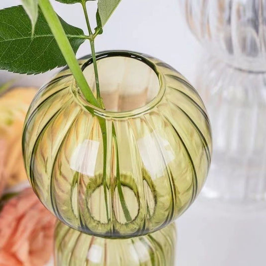 Ins Creative Glass Vase Striped Transparent Glass Vase Table Decorative Ornaments Hydroponic Flower Simple Vase - Grand Goldman