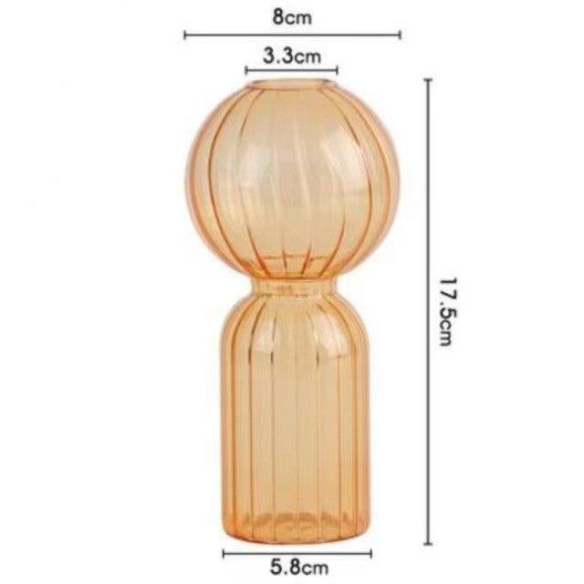 Ins Creative Glass Vase Striped Transparent Glass Vase Table Decorative Ornaments Hydroponic Flower Simple Vase - Grand Goldman
