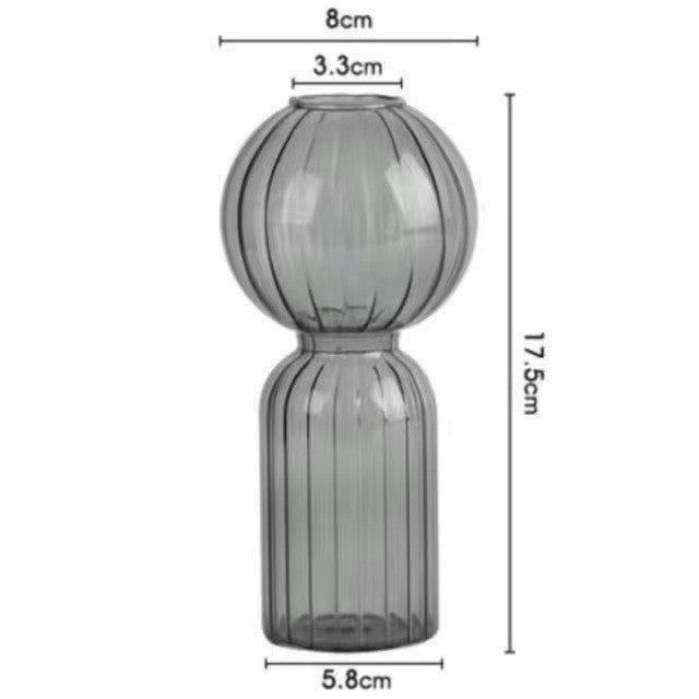 Ins Creative Glass Vase Striped Transparent Glass Vase Table Decorative Ornaments Hydroponic Flower Simple Vase - Grand Goldman