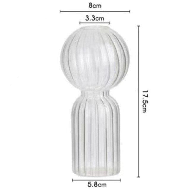 Ins Creative Glass Vase Striped Transparent Glass Vase Table Decorative Ornaments Hydroponic Flower Simple Vase - Grand Goldman