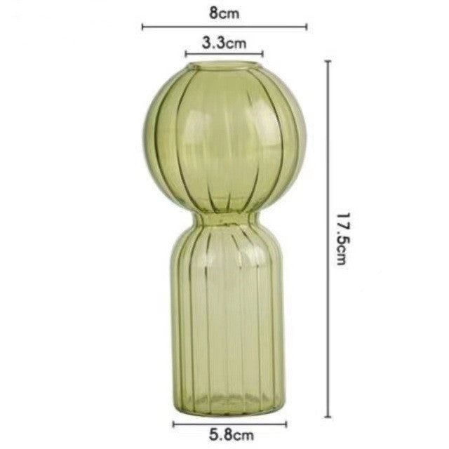Ins Creative Glass Vase Striped Transparent Glass Vase Table Decorative Ornaments Hydroponic Flower Simple Vase - Grand Goldman