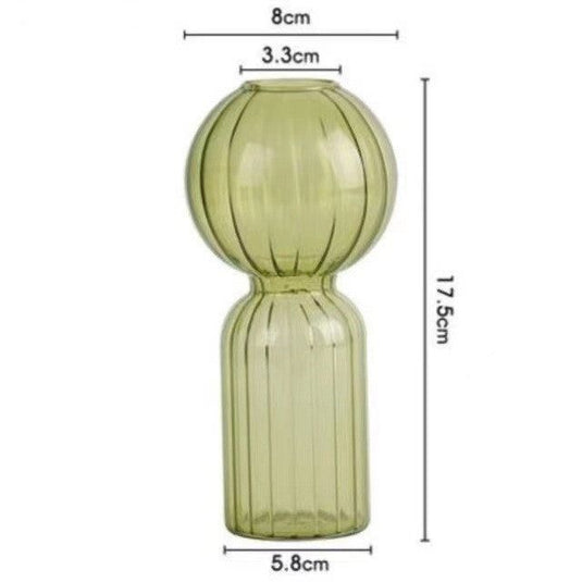 Ins Creative Glass Vase Striped Transparent Glass Vase Table Decorative Ornaments Hydroponic Flower Simple Vase - Grand Goldman