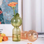 Ins Creative Glass Vase Striped Transparent Glass Vase Table Decorative Ornaments Hydroponic Flower Simple Vase - Grand Goldman