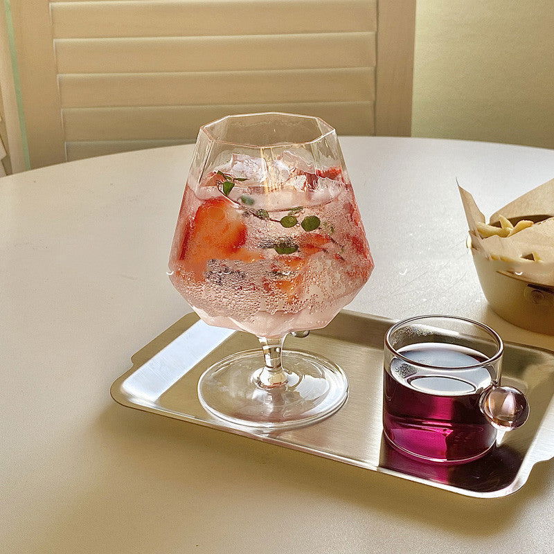 Ins Octagonal Tall Drink Cocktail Cold Drink Soda Sparkling Water Glass - Grand Goldman