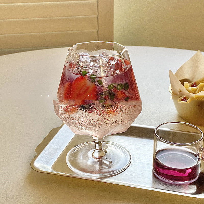 Ins Octagonal Tall Drink Cocktail Cold Drink Soda Sparkling Water Glass - Grand Goldman