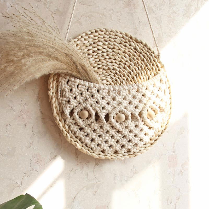 Ins Wall Decoration Mural Wall Hanging Hand-Woven Tapestry Pendant Creative Storage Bag Homestay Hanging Basket Flower Basket - Grand Goldman