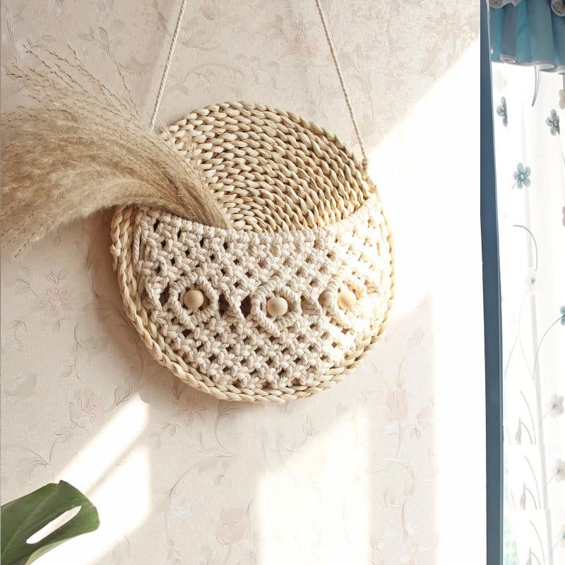 Ins Wall Decoration Mural Wall Hanging Hand-Woven Tapestry Pendant Creative Storage Bag Homestay Hanging Basket Flower Basket - Grand Goldman