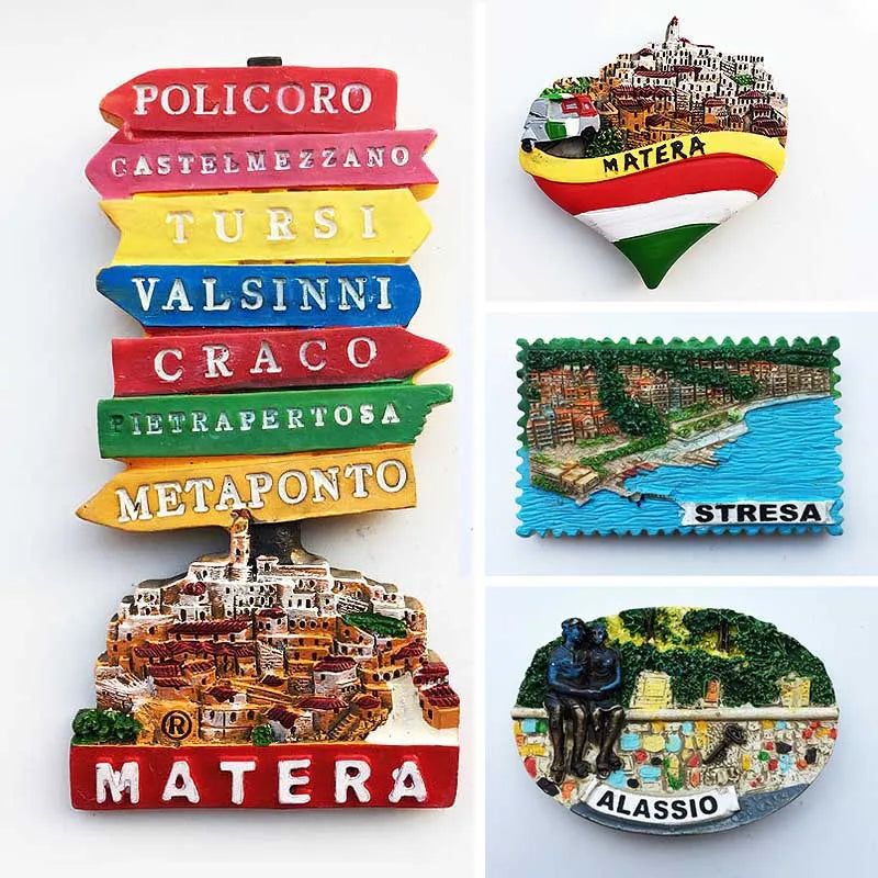 Italia Fridge Magnets Italy Matera Alassio Stresa Tourism Souvenir for the house Refrigerator Magnetic Stickers Home Decoration - Grand Goldman