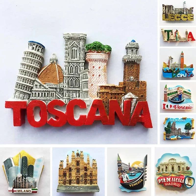 Italy Milan Fridge Magnets Madrid Florence Toscana Sirmione Lecce Venezia Tourist Souvenirs Magnetic Refrigerator Stickers Gift - Grand Goldman