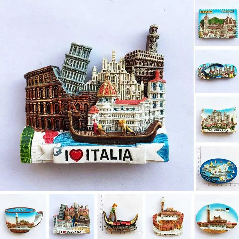 Italy Resin Fridge Magnets Tourism Souvenir Toscana Firenze San Gimignano Siena Venezia Refrigerator Stickers Home Decor Gifts - Grand Goldman