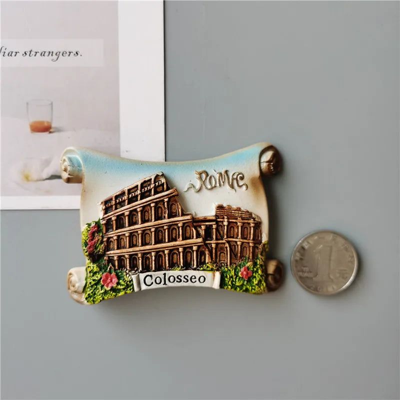 Italy Roma Colosseo fridge magnet Tourism Souvenir Resin Crafts Divid Magnetic Refrigerator Stickers home decor Collection Gifts - Grand Goldman