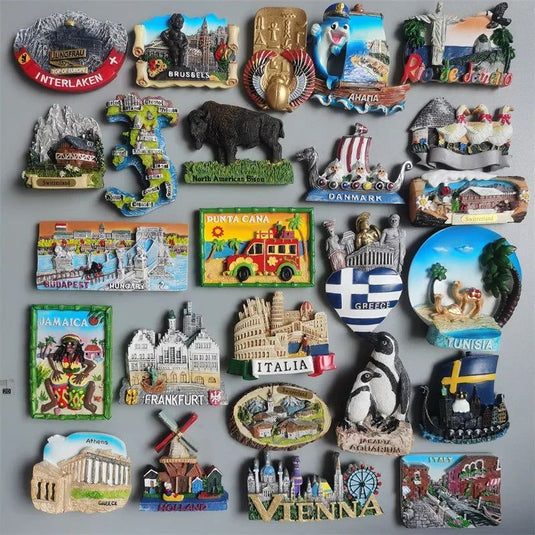 Italy Switzerland Interlaken Jakarta Punta Cana Creece Stockholm Fridge Magnets Tourist Souvenirs Magnetic Refrigerator Sticker - Grand Goldman