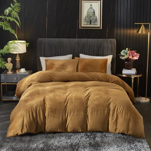 Ivellow Velvet Duvet Cover Queen Set Sage Green Comforter Cover 3Pcs Ultra Soft Cover Breathable Solid Luxury Flannel Velour Duvet Cover Zipper Closure Corner Tie - Grand Goldman