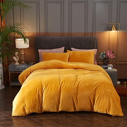 Ivellow Velvet Duvet Cover Queen Set Sage Green Comforter Cover 3Pcs Ultra Soft Cover Breathable Solid Luxury Flannel Velour Duvet Cover Zipper Closure Corner Tie - Grand Goldman