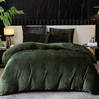 Ivellow Velvet Duvet Cover Queen Set Sage Green Comforter Cover 3Pcs Ultra Soft Cover Breathable Solid Luxury Flannel Velour Duvet Cover Zipper Closure Corner Tie - Grand Goldman