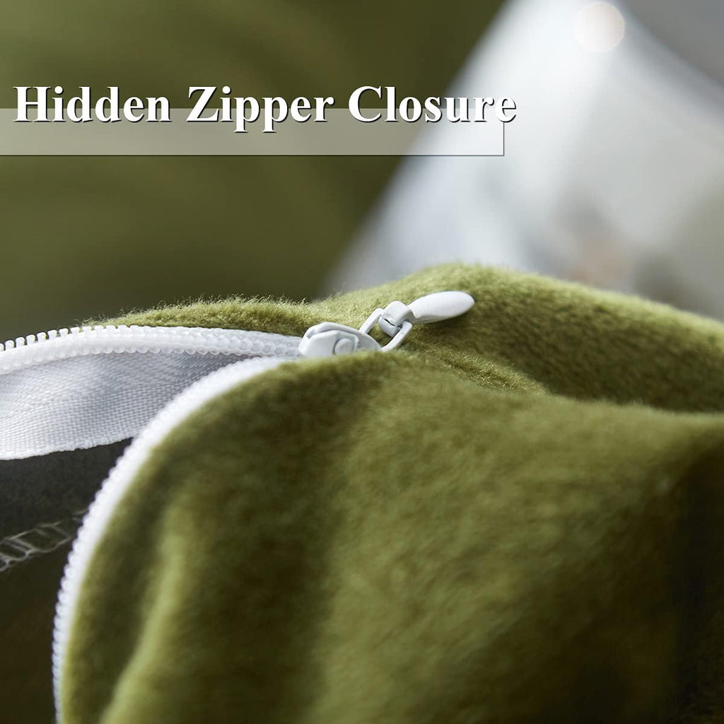 Ivellow Velvet Duvet Cover Queen Set Sage Green Comforter Cover 3Pcs Ultra Soft Cover Breathable Solid Luxury Flannel Velour Duvet Cover Zipper Closure Corner Tie - Grand Goldman