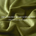 Ivellow Velvet Duvet Cover Queen Set Sage Green Comforter Cover 3Pcs Ultra Soft Cover Breathable Solid Luxury Flannel Velour Duvet Cover Zipper Closure Corner Tie - Grand Goldman
