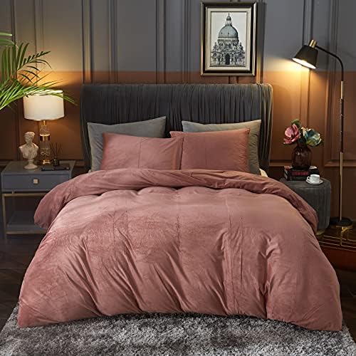 Ivellow Velvet Duvet Cover Queen Set Sage Green Comforter Cover 3Pcs Ultra Soft Cover Breathable Solid Luxury Flannel Velour Duvet Cover Zipper Closure Corner Tie - Grand Goldman