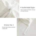 JELLYMONI White Duvet Cover Queen Size, 3pcs Washed Microfiber Bedding Set, Soft Breathable Seersucker Duvet Cover Set with Zipper Closure and Corner Ties for All Seasons - Grand Goldman
