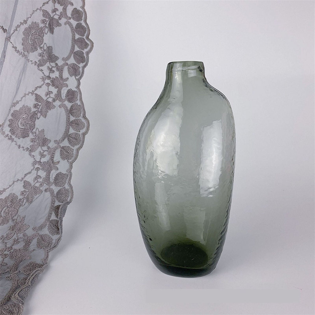 JHammered Pattern Glass Vase Irregular Geometric Small Mouth Flower Device Living Room Flower Arrangement Home Decoration - Grand Goldman