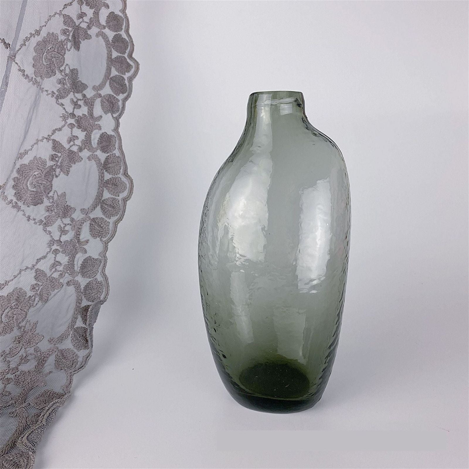 JHammered Pattern Glass Vase Irregular Geometric Small Mouth Flower Device Living Room Flower Arrangement Home Decoration - Grand Goldman