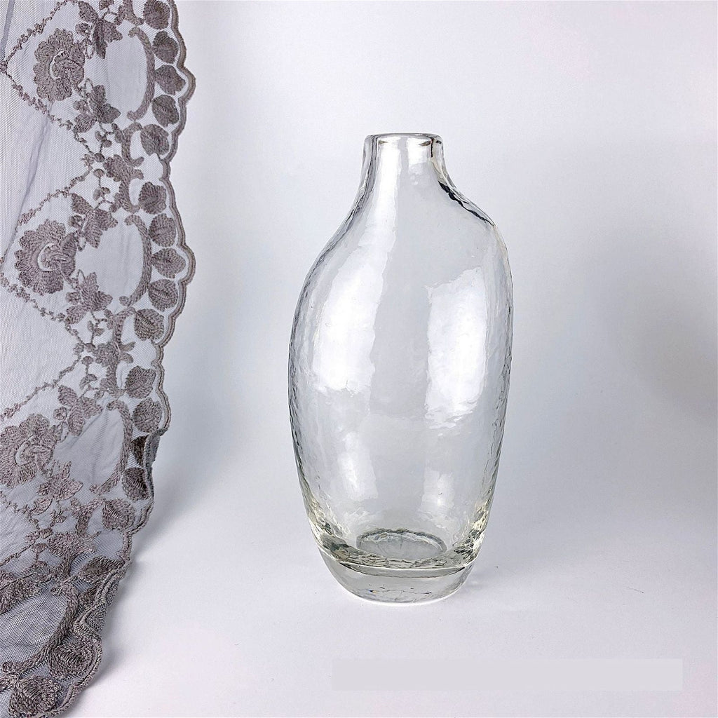 JHammered Pattern Glass Vase Irregular Geometric Small Mouth Flower Device Living Room Flower Arrangement Home Decoration - Grand Goldman