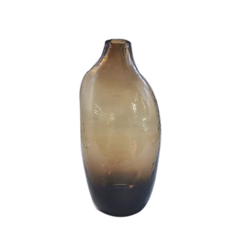 JHammered Pattern Glass Vase Irregular Geometric Small Mouth Flower Device Living Room Flower Arrangement Home Decoration - Grand Goldman
