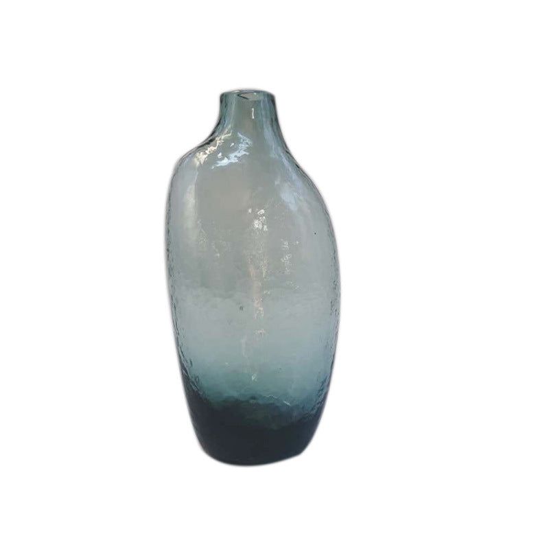 JHammered Pattern Glass Vase Irregular Geometric Small Mouth Flower Device Living Room Flower Arrangement Home Decoration - Grand Goldman
