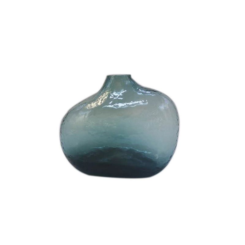 JHammered Pattern Glass Vase Irregular Geometric Small Mouth Flower Device Living Room Flower Arrangement Home Decoration - Grand Goldman