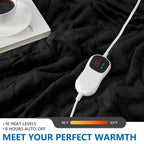 JKMAX Electric Heated Heating Blanket - Heated Bed Blanket Queen Size 84"x90" with 10 Heating Levels 8 Hours Auto Off Fast Heating - Electric Blanket Ultra Soft Overheat Protection ETL Certified Grey - Grand Goldman