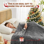 JKMAX Electric Heated Heating Blanket - Heated Bed Blanket Queen Size 84"x90" with 10 Heating Levels 8 Hours Auto Off Fast Heating - Electric Blanket Ultra Soft Overheat Protection ETL Certified Grey - Grand Goldman