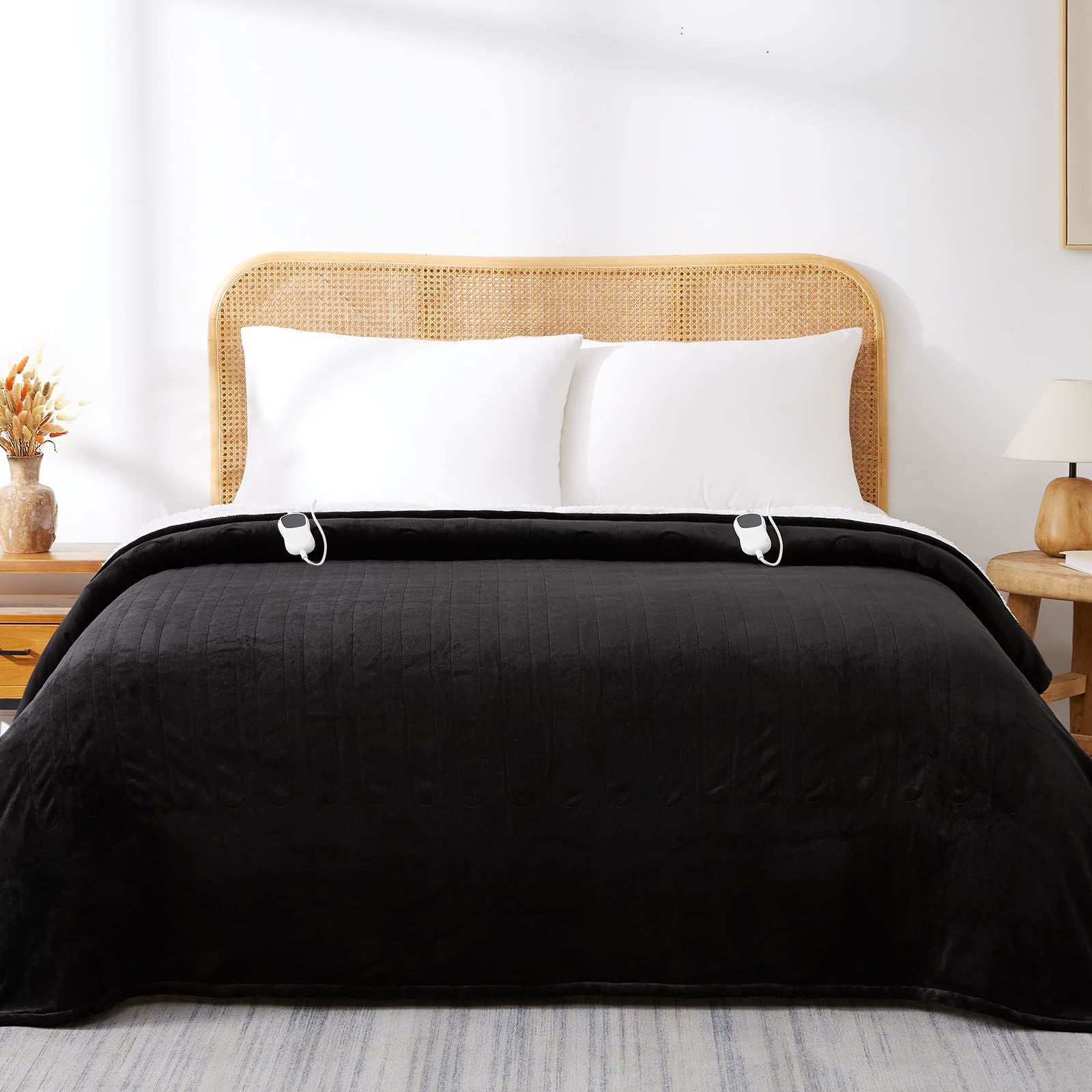 JKMAX Electric Heated Heating Blanket - Heated Bed Blanket Queen Size 84"x90" with 10 Heating Levels 8 Hours Auto Off Fast Heating - Electric Blanket Ultra Soft Overheat Protection ETL Certified Grey - Grand Goldman