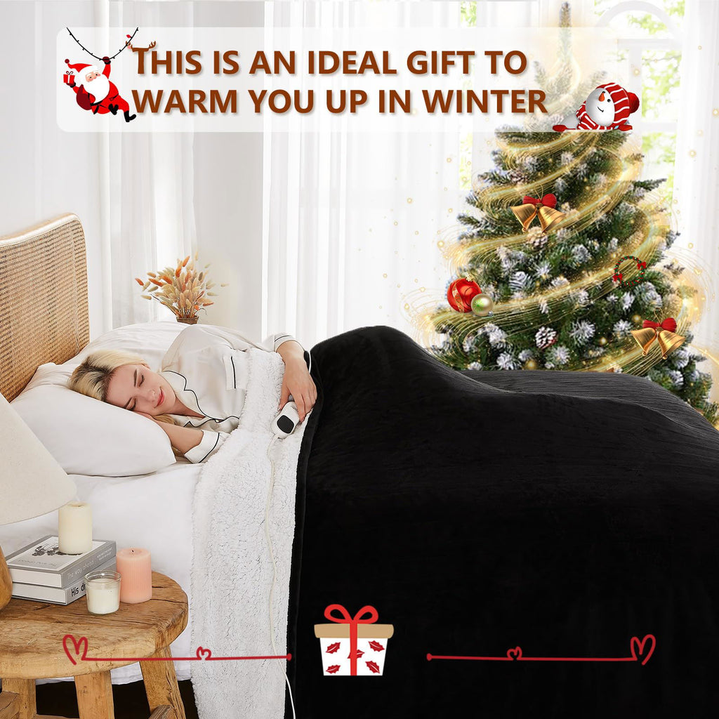 JKMAX Electric Heated Heating Blanket - Heated Bed Blanket Queen Size 84"x90" with 10 Heating Levels 8 Hours Auto Off Fast Heating - Electric Blanket Ultra Soft Overheat Protection ETL Certified Grey - Grand Goldman