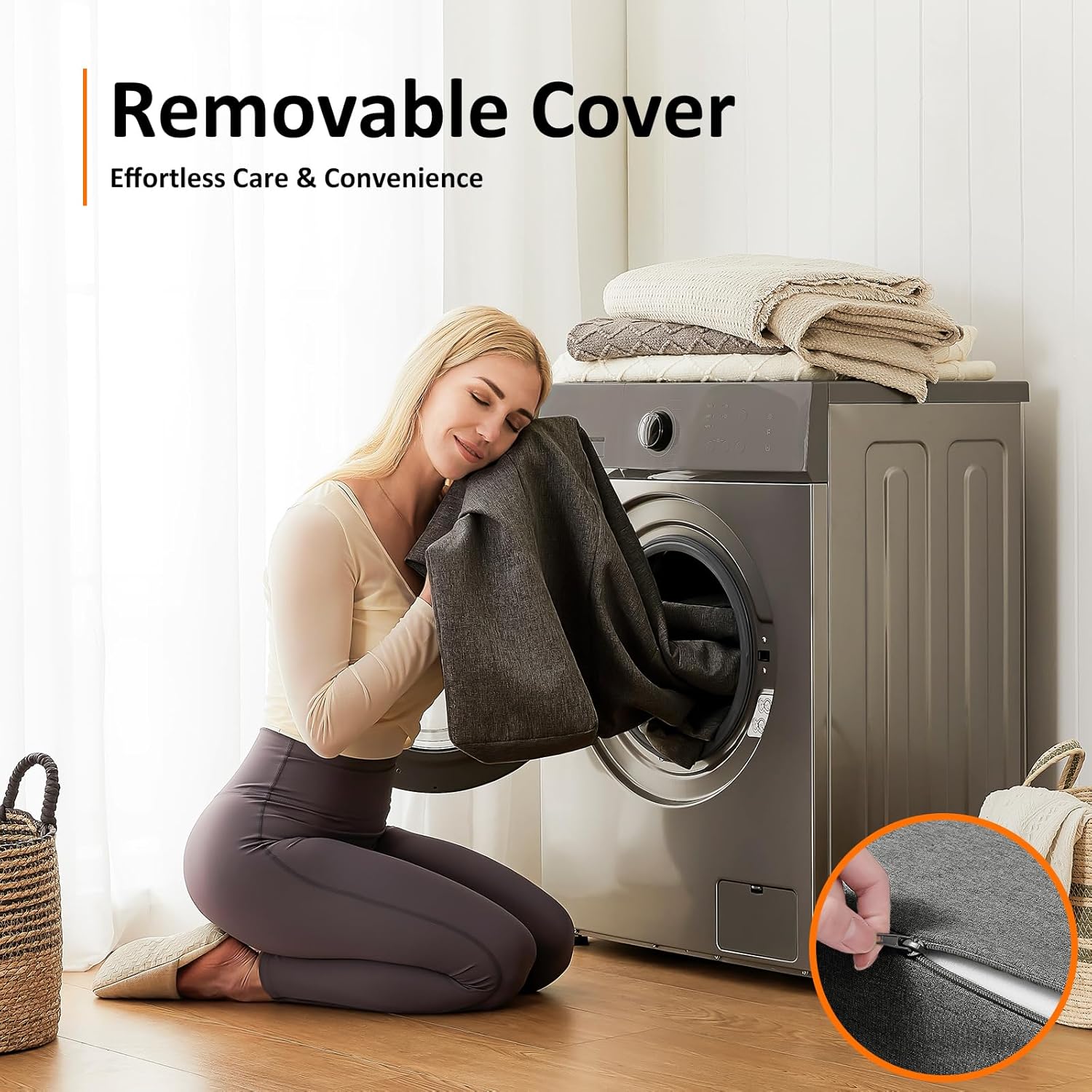 JKMAX Queen Size Folding Sofa Bed - 4 in 1 Sleeper Chair with Two Pillows - High Density Memory Foam Futon Couch - Convertible Folding Bed with Washable Modern Linen Cover for Apartment (Dark Grey) - Grand Goldman