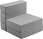 JKMAX Queen Size Folding Sofa Bed - 4 in 1 Sleeper Chair with Two Pillows - High Density Memory Foam Futon Couch - Convertible Folding Bed with Washable Modern Linen Cover for Apartment (Dark Grey) - Grand Goldman