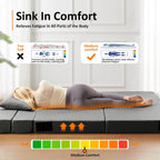 JKMAX Queen Size Folding Sofa Bed - 4 in 1 Sleeper Chair with Two Pillows - High Density Memory Foam Futon Couch - Convertible Folding Bed with Washable Modern Linen Cover for Apartment (Dark Grey) - Grand Goldman