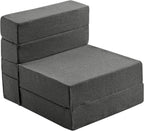 JKMAX Queen Size Folding Sofa Bed - 4 in 1 Sleeper Chair with Two Pillows - High Density Memory Foam Futon Couch - Convertible Folding Bed with Washable Modern Linen Cover for Apartment (Dark Grey) - Grand Goldman