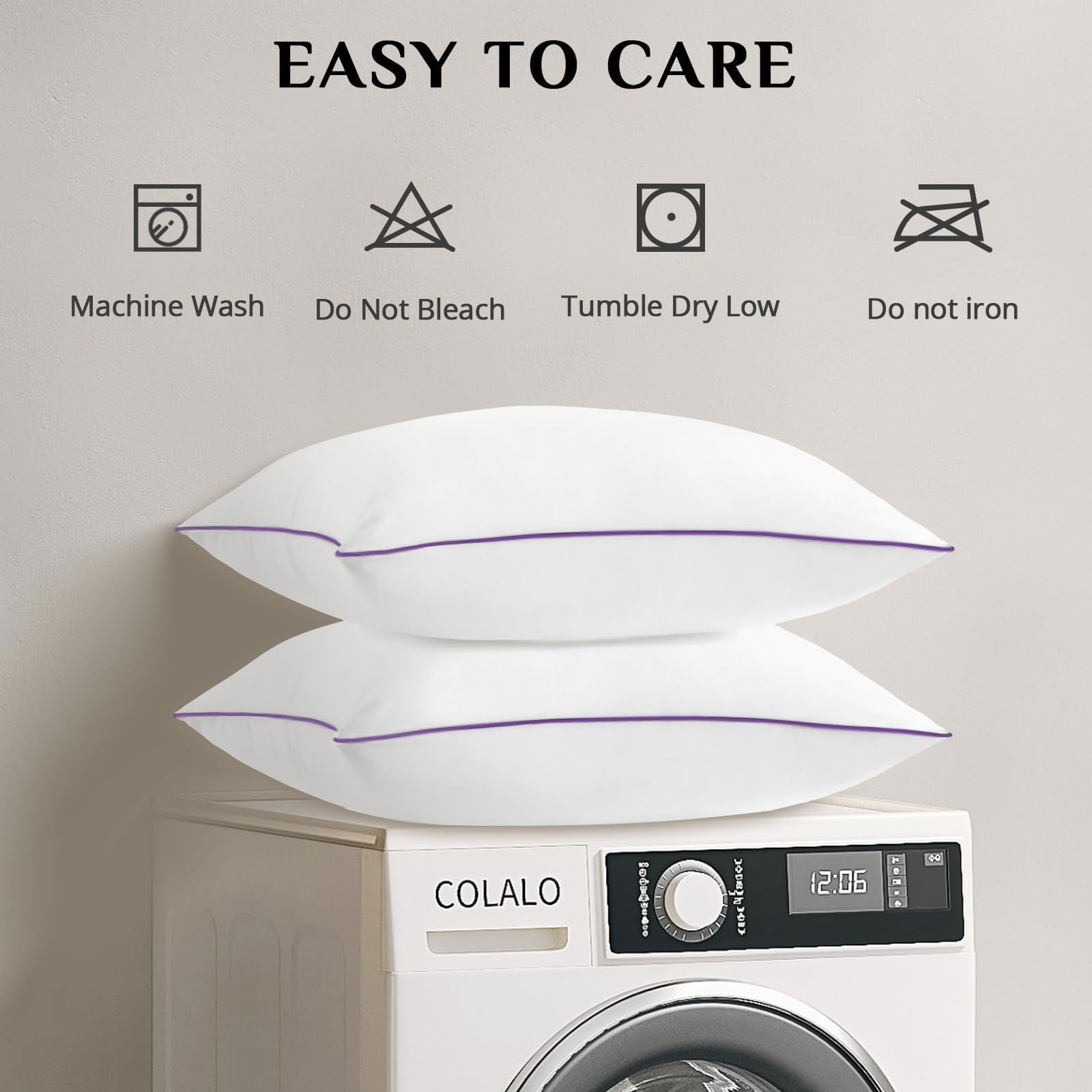 JOLLYVOGUE Pillows Queen Size Set of 2, Bed Pillows Set of 2, Cooling and Supportive Pillows with Super Soft Down Alternative Fill, Luxury Fluffy Hotel Quality for Side, Back, and Stomach Sleepers - Grand Goldman