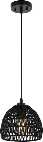 JONATHAN Y JYL6504A Campana 20" 1-Light Bohemian Modern Woven Rattan/Iron LED Pendant Farmhouse Coastal Adjustable Dining Room Living Room Kitchen Island Foyer Bedroom Hallway, Cream - Grand Goldman