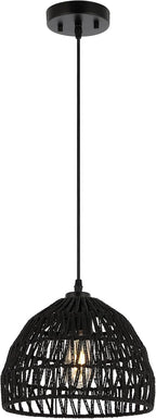 JONATHAN Y JYL6504A Campana 20" 1-Light Bohemian Modern Woven Rattan/Iron LED Pendant Farmhouse Coastal Adjustable Dining Room Living Room Kitchen Island Foyer Bedroom Hallway, Cream - Grand Goldman