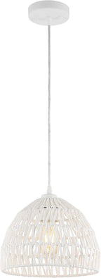 JONATHAN Y JYL6504A Campana 20" 1-Light Bohemian Modern Woven Rattan/Iron LED Pendant Farmhouse Coastal Adjustable Dining Room Living Room Kitchen Island Foyer Bedroom Hallway, Cream - Grand Goldman